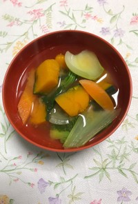 青梗菜とかぼちゃの甘〜い味噌汁