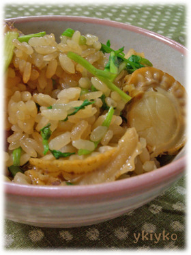 帆立とセリの炊き込みご飯