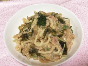 たらことあおさの豆乳うどんパスタ