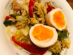 給料日前のお助けキャベツ丼♪余ったアレで