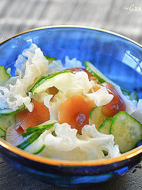 白きくらげと天然エノキダケの酢の物♪
