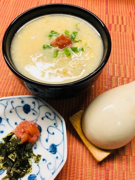夫の作る簡単シンプル鶏ガラ雑炊