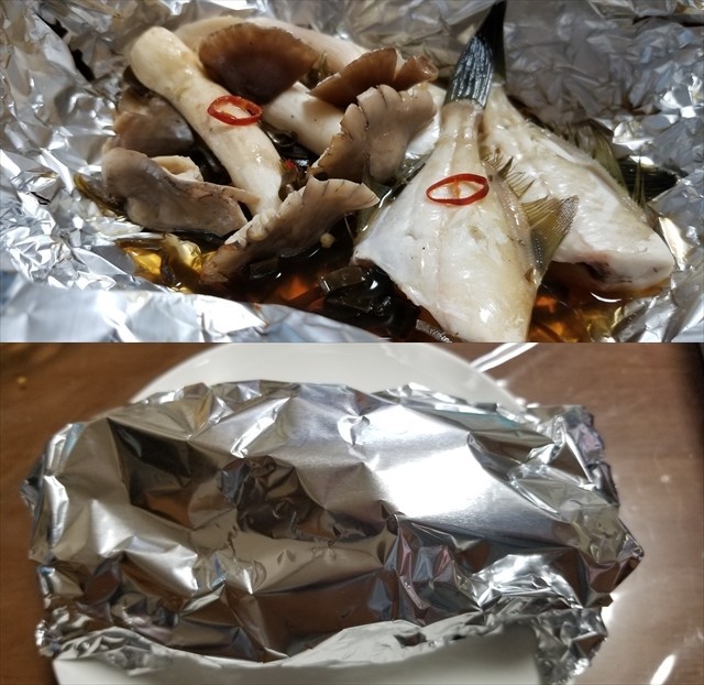 ウラベニホテイシメジと白身魚のホイル焼きの画像
