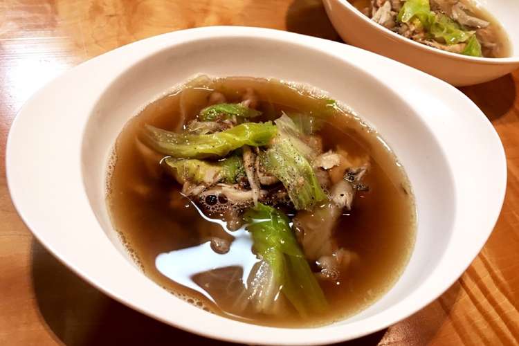 レタス 舞茸 鯖水煮缶のコンソメスープ レシピ 作り方 By ちゃ こ る クックパッド