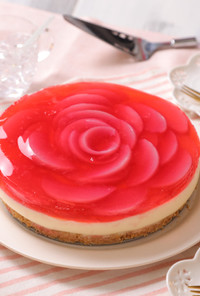 お花の桃レアチーズケーキ