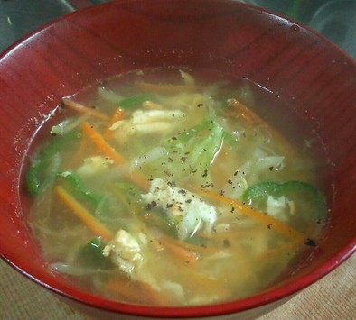 野菜と卵のスープの写真