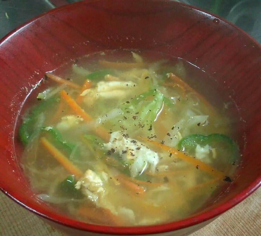 野菜と卵のスープの画像