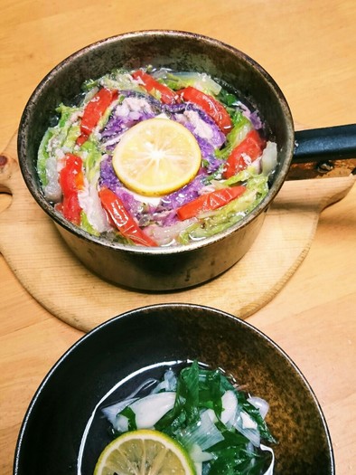 (紫)白菜のミルフィーユ鍋の写真