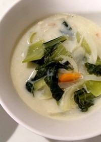チンゲン菜ショウガ豆乳スープ