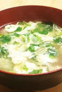 豆苗とふわふわ玉子のスープ