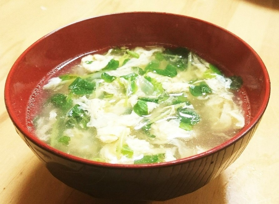 豆苗とふわふわ玉子のスープの画像