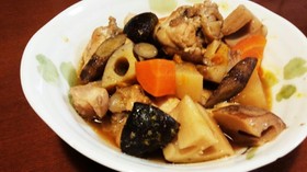 炊飯器で簡単♪鶏手羽元と根菜の甘酢煮