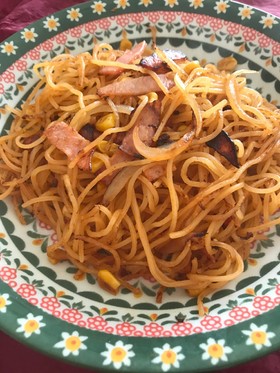 茹でないパスタ★水漬けパスタのナポリタン