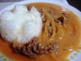 あり合せの具材で ビーフストロガノフ
