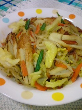 糸こんにゃく&ちくわ炒め■塩焼きそば風
