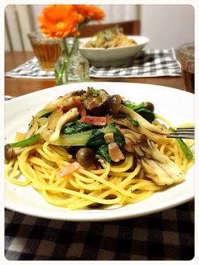 ✿小松菜ときのこの和風なパスタ✿