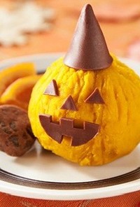 茶巾かぼちゃのハロウィンデコ