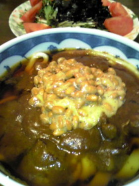 納豆ののったカレーうどん