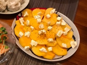 簡単☆柿とクリームチーズのカプレーゼ