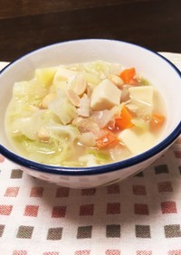 高野豆腐入り 塩麹 大豆スープ！