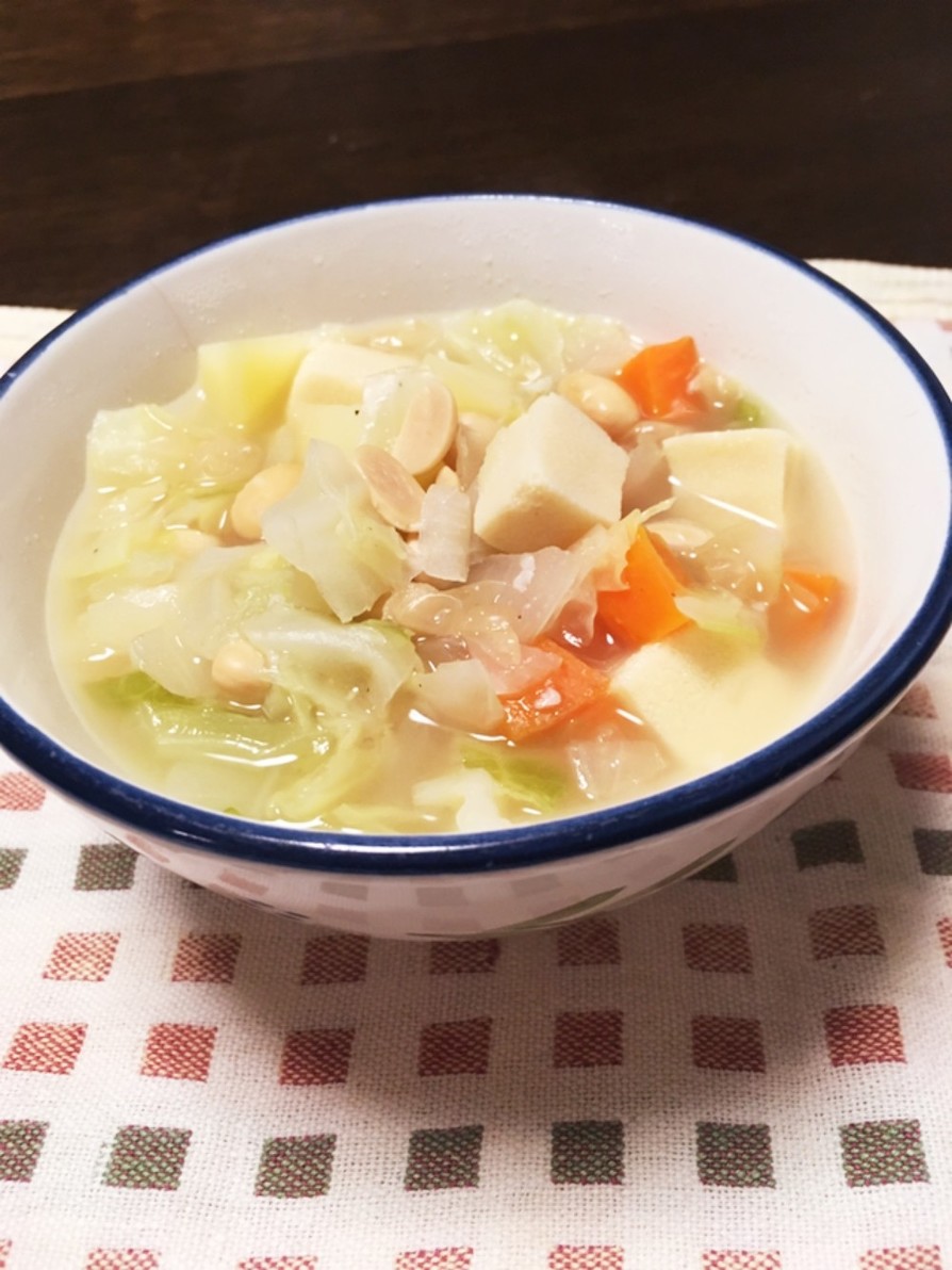 高野豆腐入り 塩麹 大豆スープ！の画像