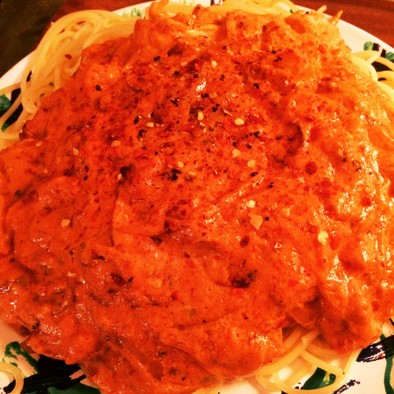 ピリ辛トマト＆クリームチーズパスタの写真