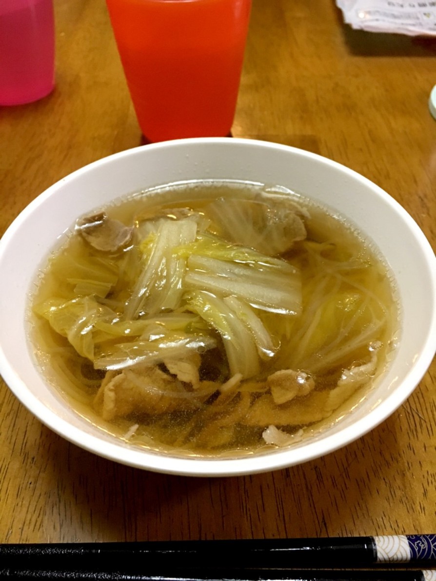 ピェンロー鍋風、白菜と春雨のスープ！の画像