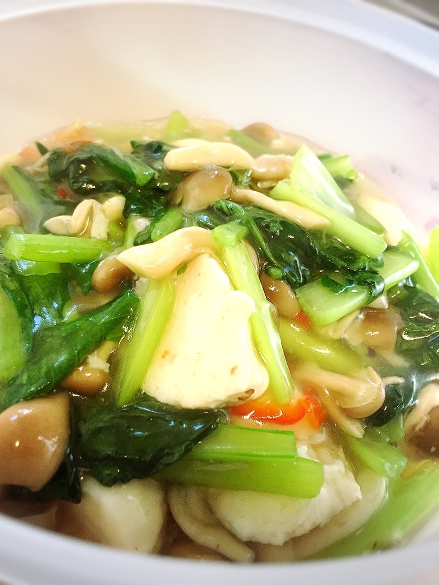 かにつみれと小松菜とシメジの中華煮の画像