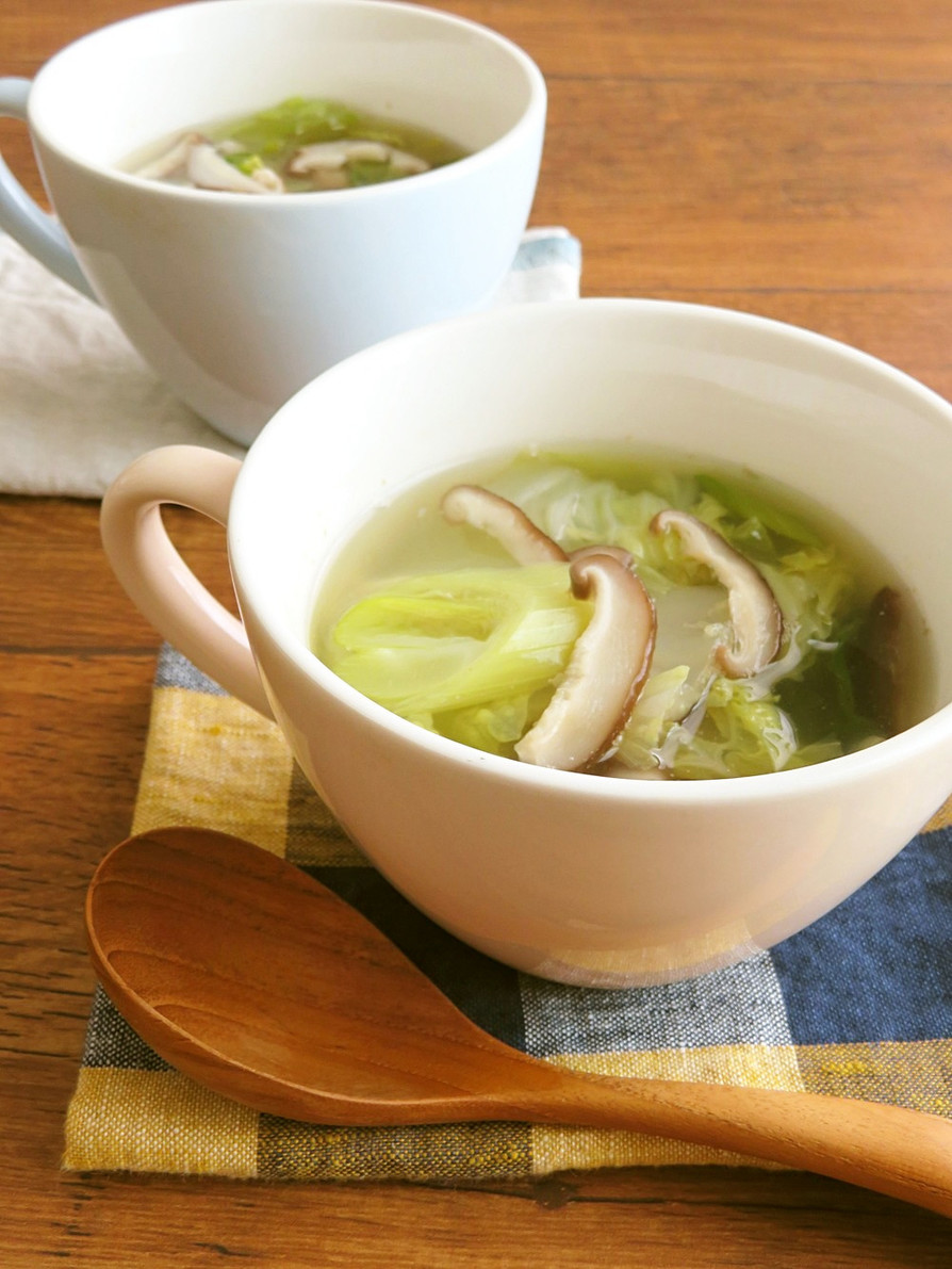 ほっこり簡単♪白菜と椎茸の葱生姜スープの画像