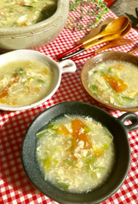 あまり野菜と豆苗♫とろ〜り中華卵スープ