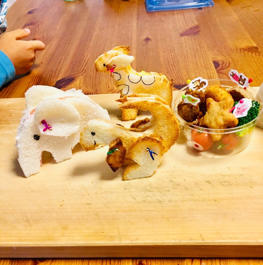 子どもが喜ぶ動物サンドイッチの画像