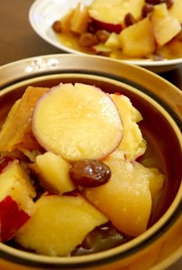 圧力鍋で☆薩摩芋と林檎のジュース煮