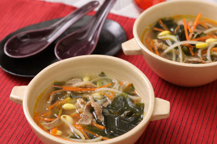 わかめと豆もやしの韓国風わかめスープ レシピ 作り方 By Dグルメ クックパッド