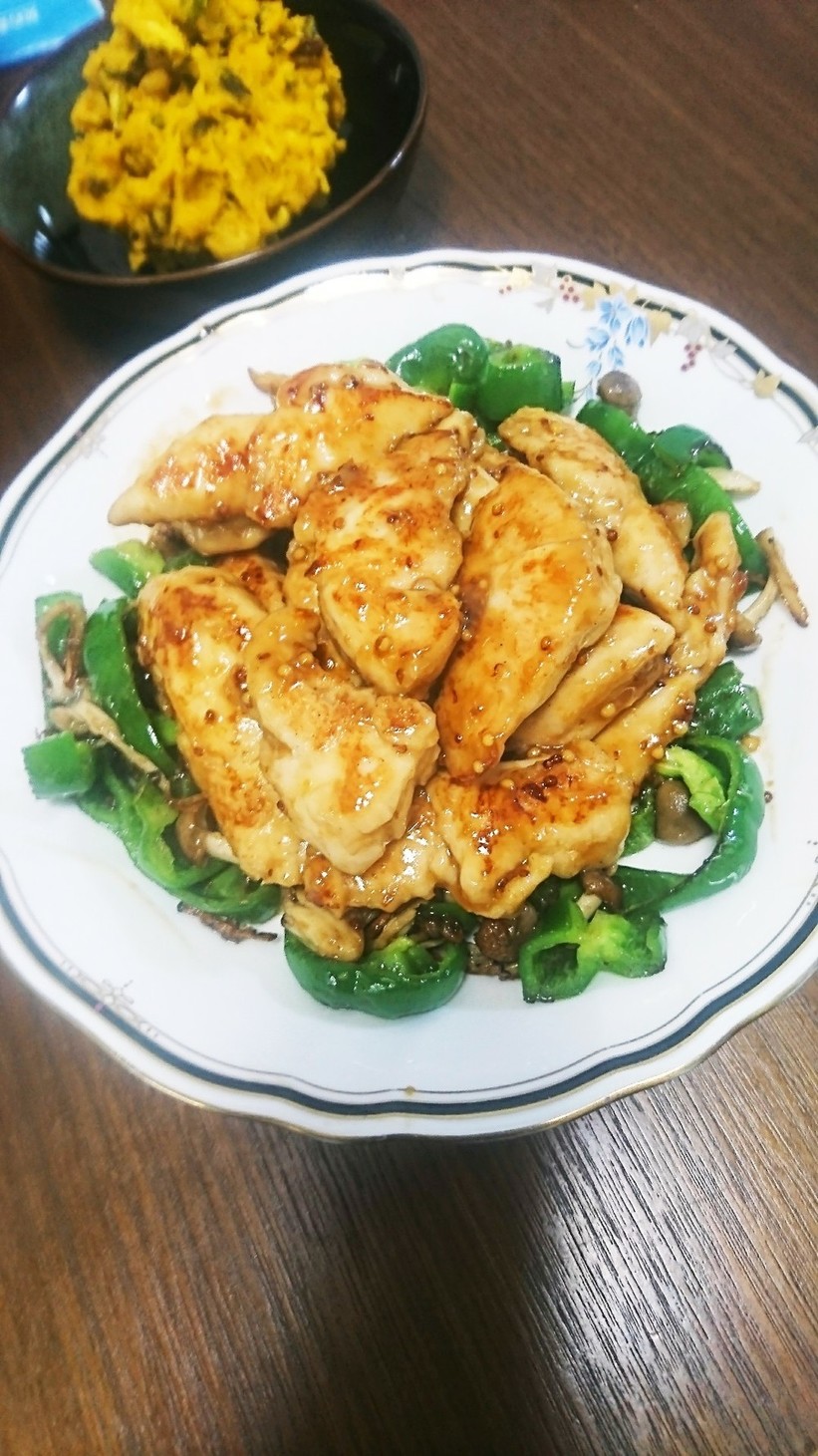 ヒラタケとハニーマスタードチキンのレシピ