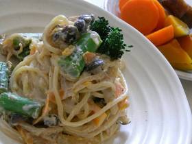 ベジタリアンの酒粕チーズクリームパスタ