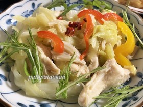 ムネ肉と野菜たっぷりぺペロンチーノ風