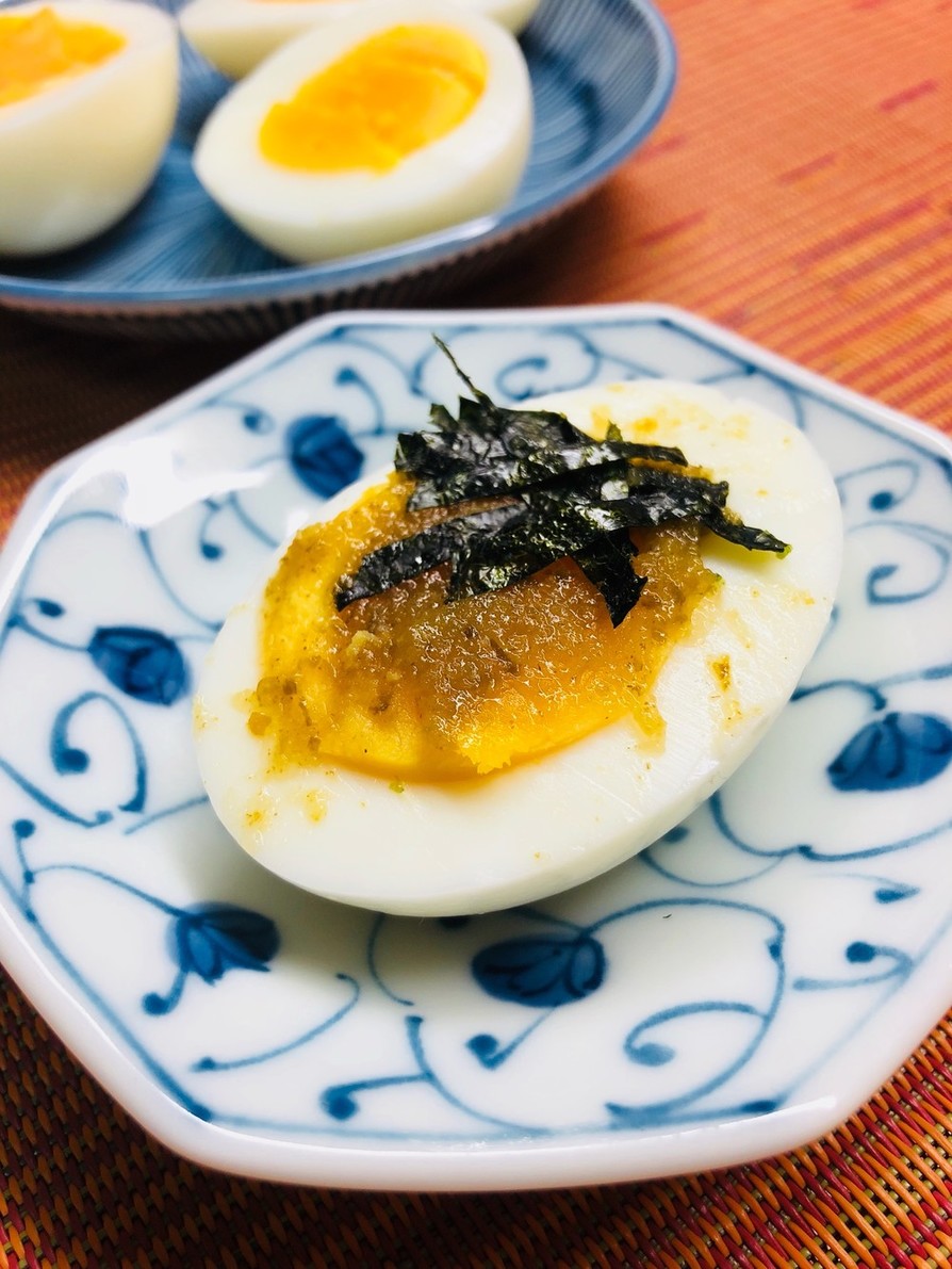 ゆで卵に柚子胡椒×ごま油の画像