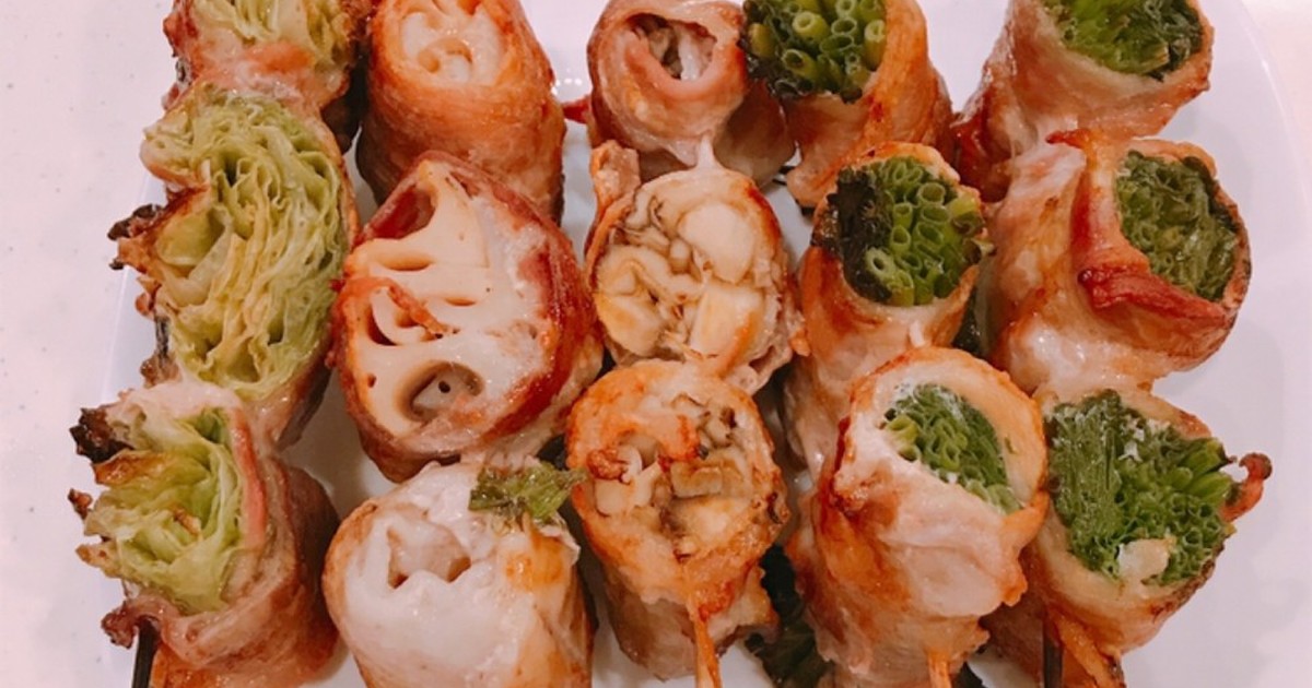 博多で人気、色々巻いて豚バラ野菜巻き串！ by クックまいななパパ 【クックパッド】 簡単おいしいみんなのレシピが356万品