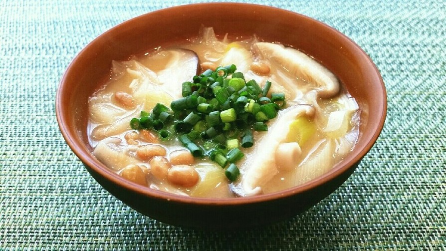 簡単♡納豆ときな粉でイソフラボン味噌汁の画像