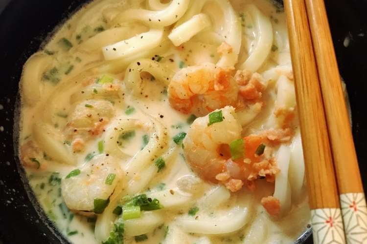 海老と鮭のクリーミーうどん レシピ 作り方 By Aco313 クックパッド 簡単おいしいみんなのレシピが361万品
