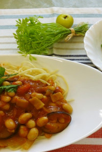大豆とトマトのパスタ（健康食）