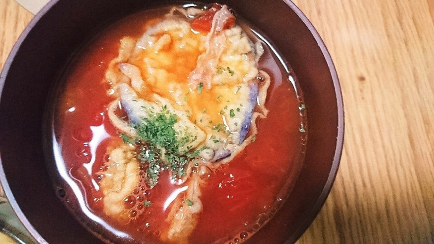 天ぷらのトマトスープの画像
