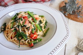 【超簡単!】春菊とツナのオイルパスタ