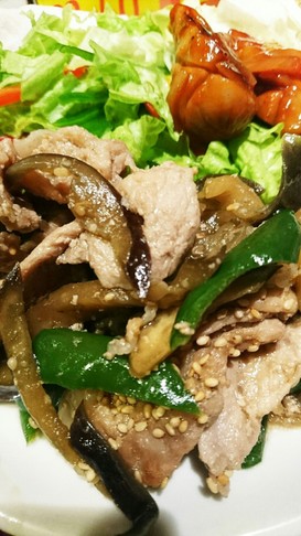 簡単❤豚肉と茄子とピーマンの味噌炒め