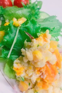 レンチン！彩り野菜と太秋柿のポテトサラダ