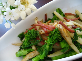 菜の花ポテトべーコン炒め