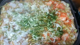 もんじゃ焼き♪お好み焼き粉を使って~