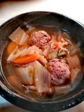 鶏団子と白菜のうま煮