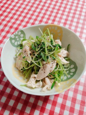 レンジで簡単☆ささみと豆苗やみつきサラダ