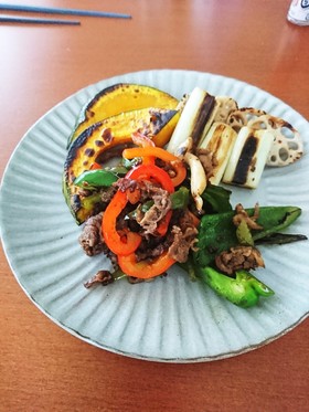 牛肉とパプリカピーマンのテキトー炒め